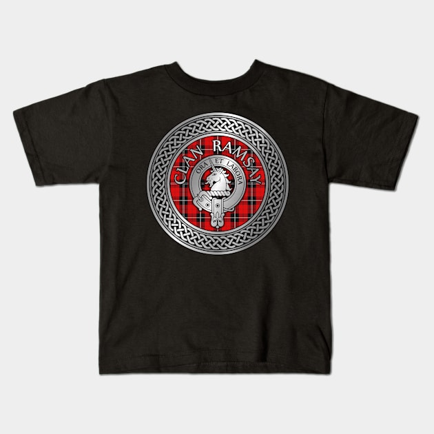 Clan Ramsay Crest & Tartan Knot Kids T-Shirt by Taylor'd Designs